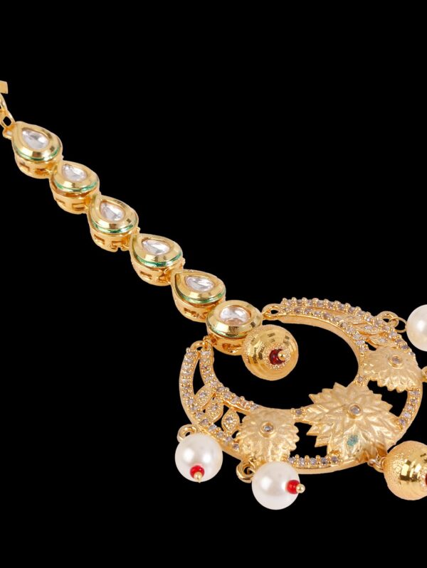 Semi Precious Micro Mini Pear Chain Maang Tikka/ Matha Patti - Image 5