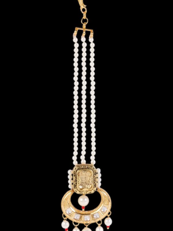 Three Layer Moti Chain Kundan Tikka/ Maang Tikka - Image 4