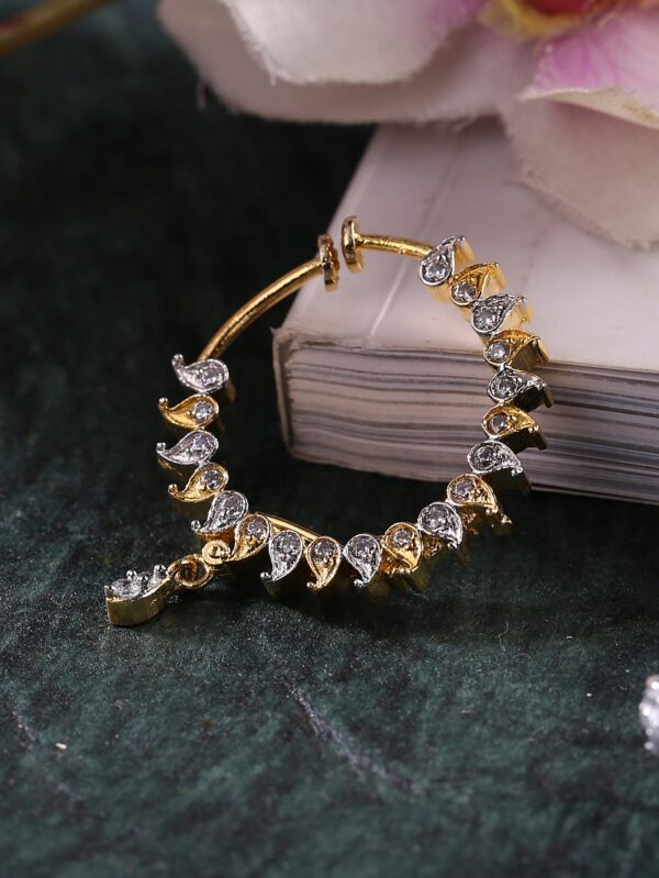 Sri Shringarr Fashion Micro Gold Polished Semi Precious Kundan & Pearls Nath/ Nose Pin/Nose Ring. N - Image 4