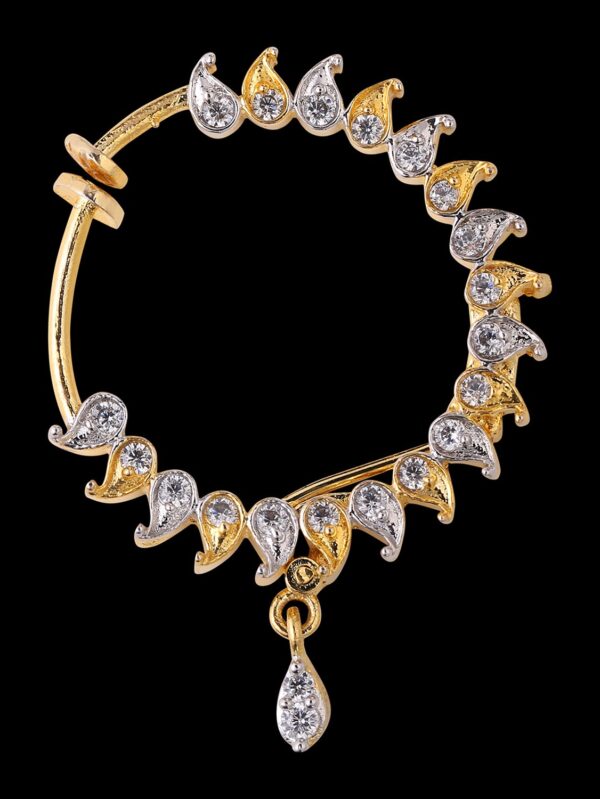 Sri Shringarr Fashion Micro Gold Polished Semi Precious Kundan & Pearls Nath/ Nose Pin/Nose Ring. N - Image 5