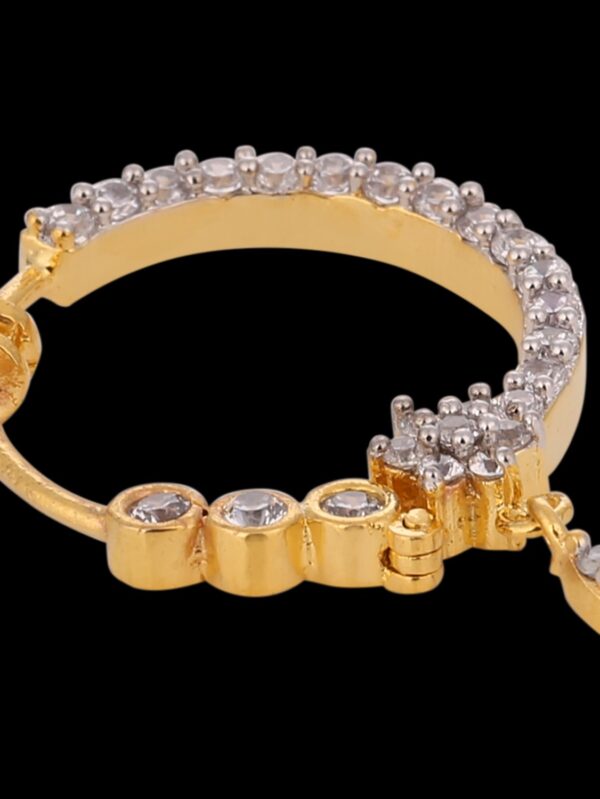Micro Gold Polished Semi Precious Kundan & Pearls Nath/ Nose Pin/Nose Ring. - Image 4