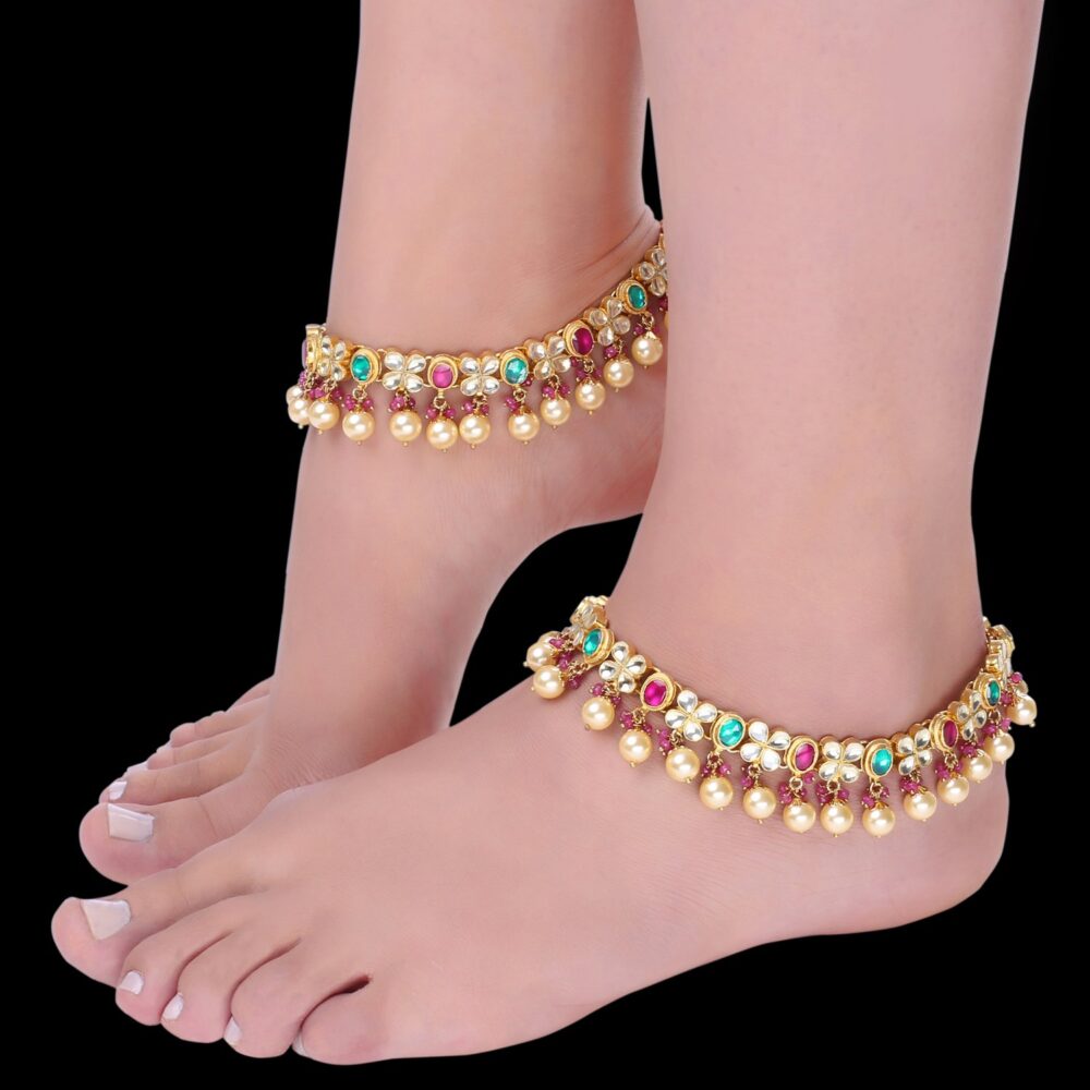 Fancy Micro Gold Polished ?Anklet/Payal/ PP35AON - Image 2
