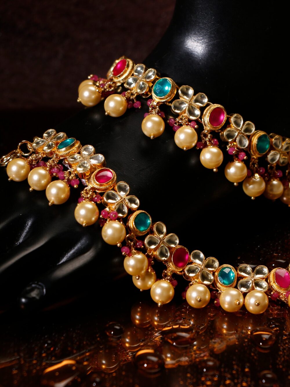 Fancy Micro Gold Polished ?Anklet/Payal/ PP35AON - Image 3