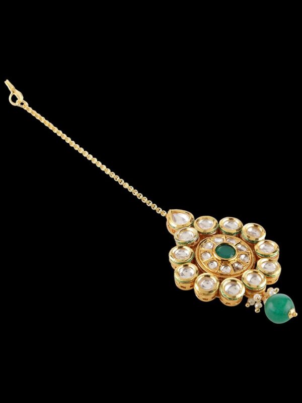 Royal Flower Design Gold Stone Maang Tikka/ Borala/ Head Chain - Image 4