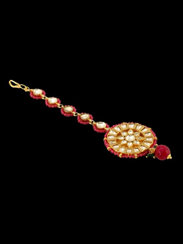 Tremendous Micro Red Stone Diamond Tikka/ Vilandi/ Matha Patti - Image 4