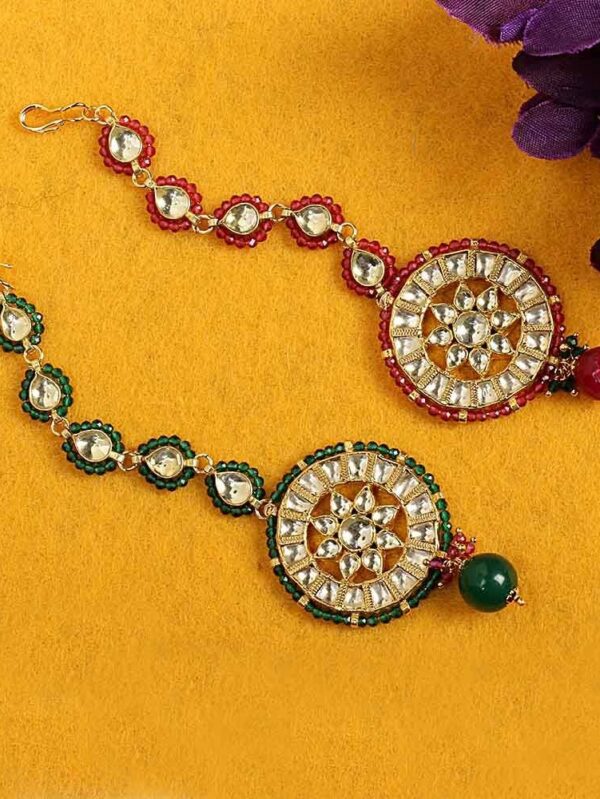 Tremendous Micro Red Stone Diamond Tikka/ Vilandi/ Matha Patti - Image 6