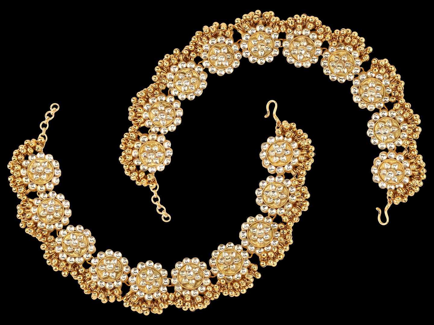 Fancy Micro Gold Polished Semi Precious Kundan Pag Paan/Payal PP10ON - Image 5