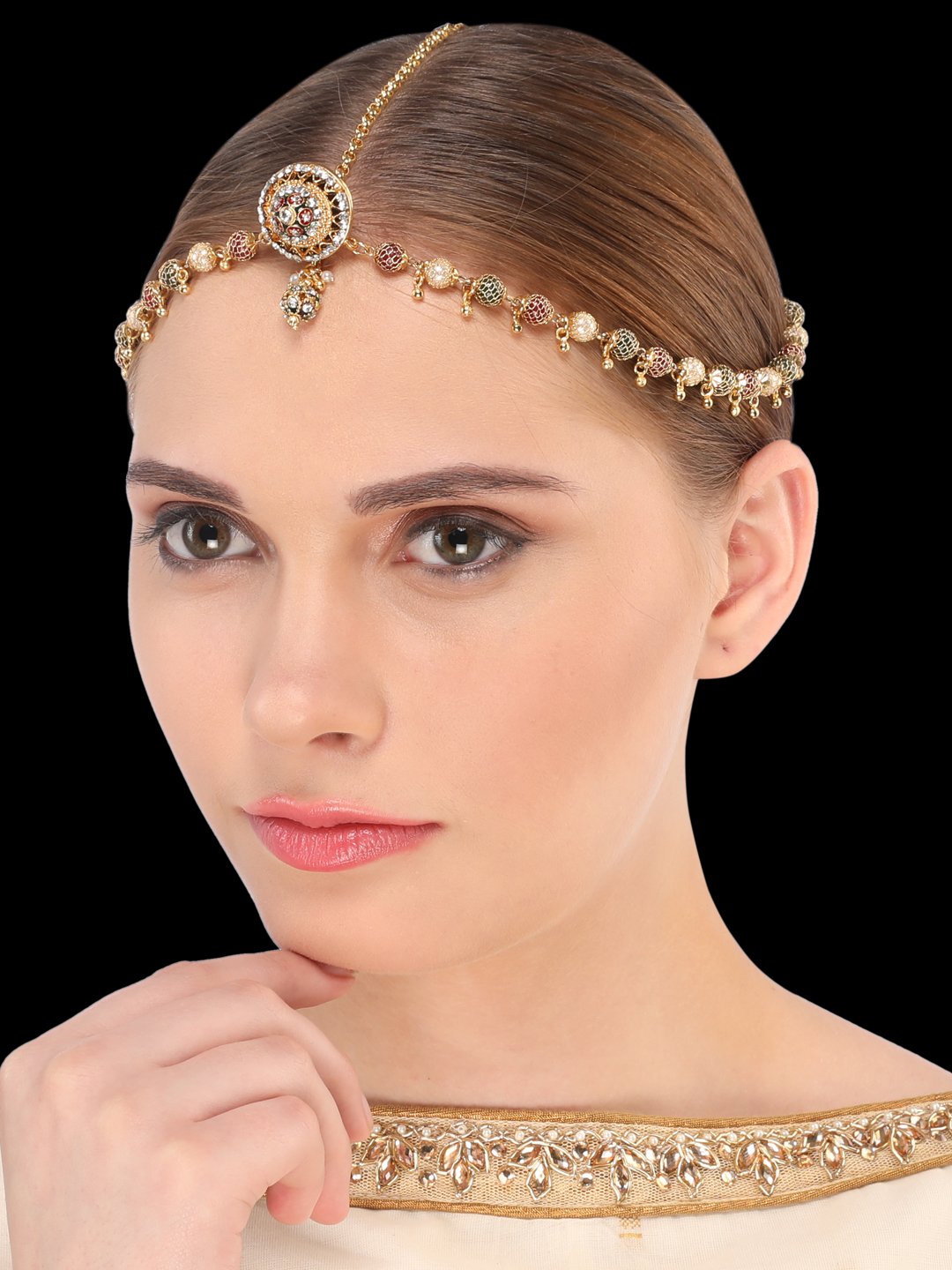 Exquisite Simple Kundan Borla Design/ Maang Tikka