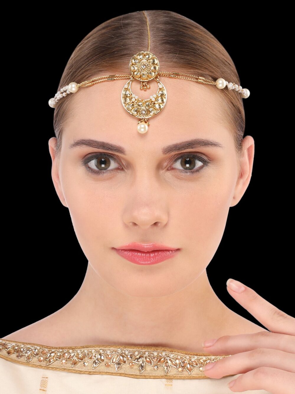Modern Oval Style Traditional Borla Design Tikka/ Passa/ Chain - Image 2