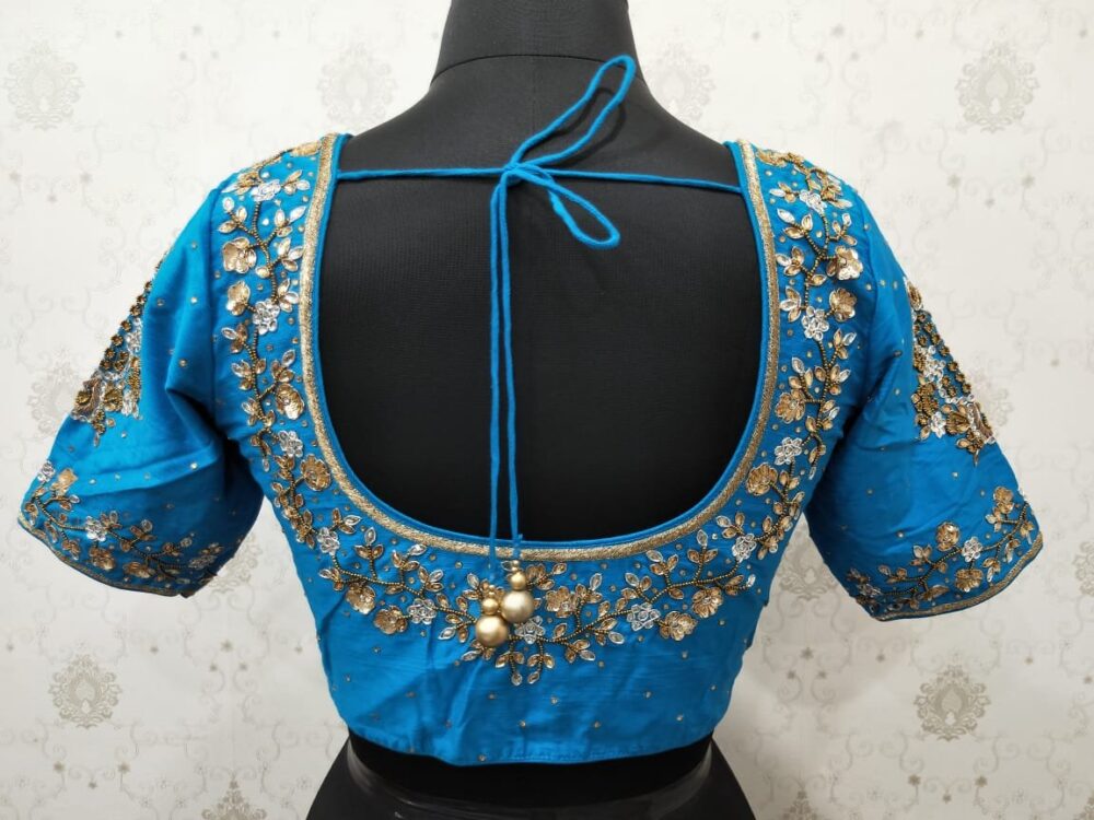 Blue Maggam Work Blouse - Image 2