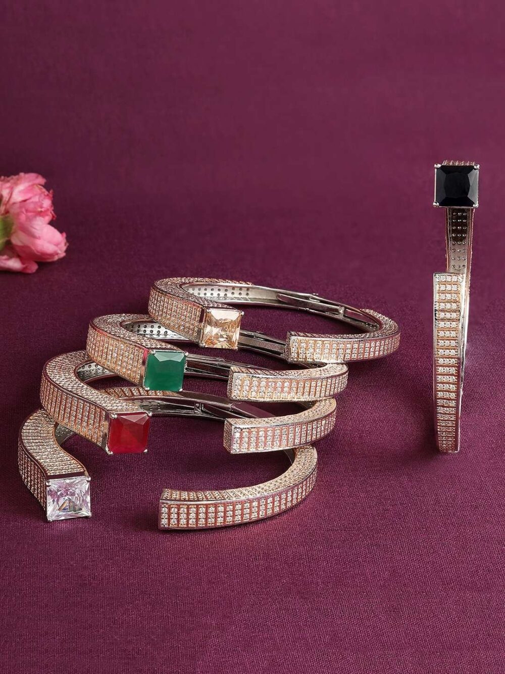 cz/ad bracelet /kada with rose polish - Image 3