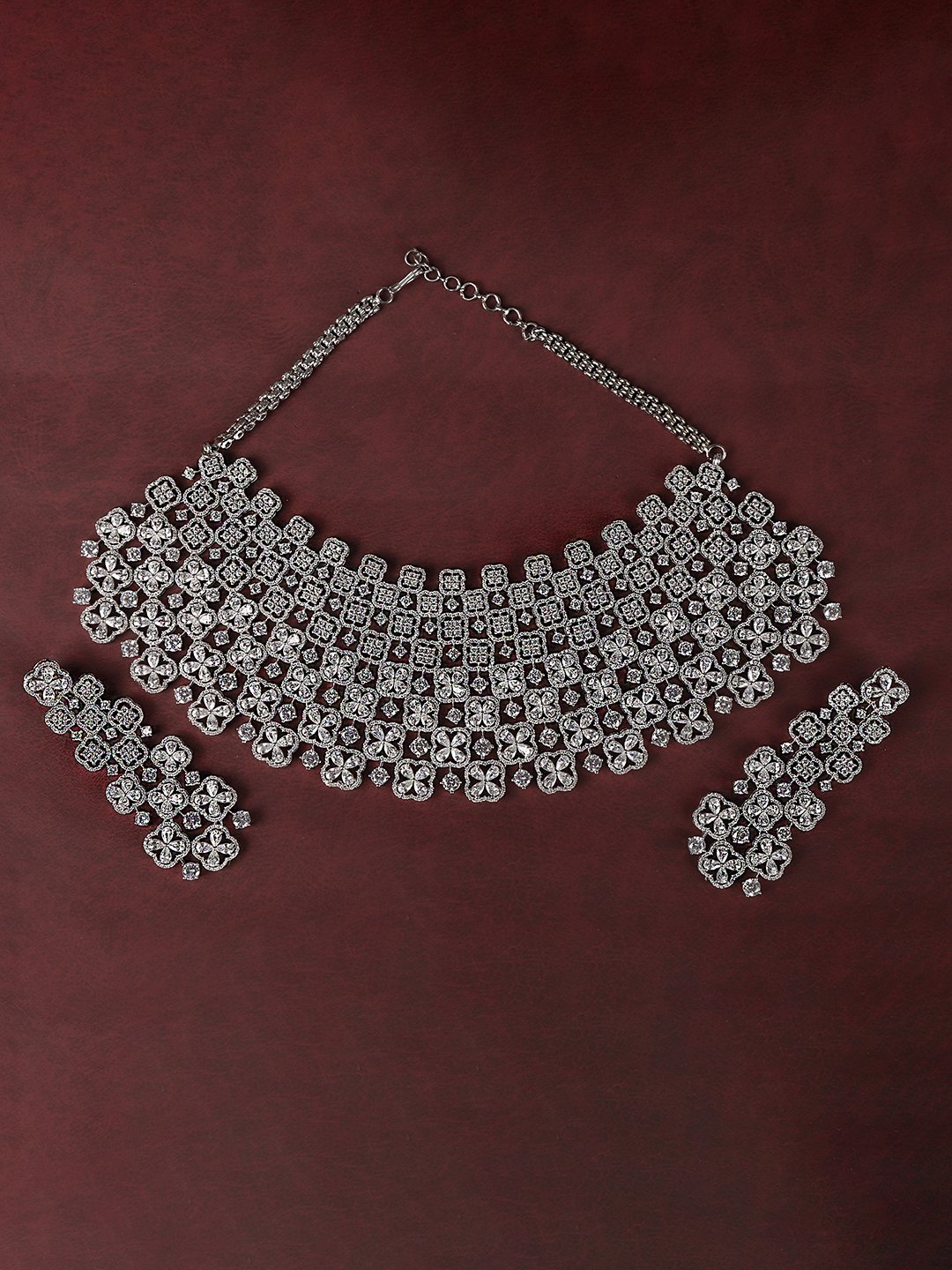 Sparkling Diamond Necklace and Earring Set - Image 5